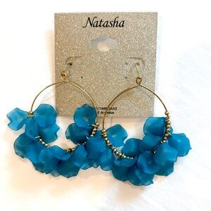 Natasha Couture Gold‎ and Blue Floral Earrings